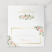 Classy Blushing Pink Floral Gold Lijst Wedding Plaatskaartje (Buitenkant ongevouwen)