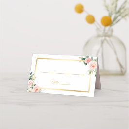 Classy Blushing Pink Floral Gold Lijst Wedding Plaatskaartje