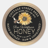 Classy Boerderij Honing Zonnebloem  Bee Gold Ronde Sticker (Voorkant)
