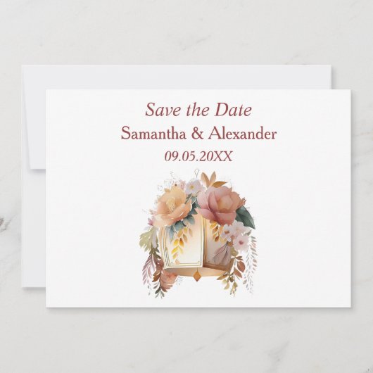 Classy Bohemian Floral Save the Date (Voorkant)
