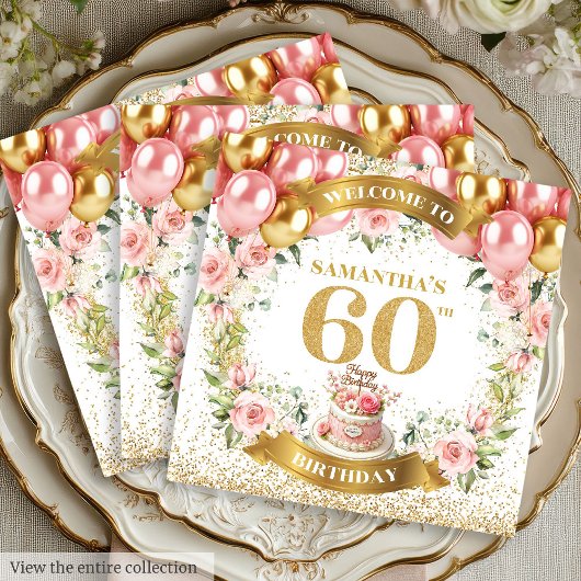 Classy Boho 60e verjaardag Napkins Gold Bloom Glow Servet
