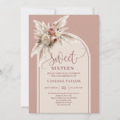 Classy Boho Arch Dusty Rose Pampas Floral Sixteen Kaart (Voorkant)