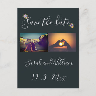 Classy Boho Chic Floral Navy Aankondigingskaart