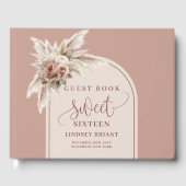 Classy Boho Dusty Rose Pampas Floral Arch Sixteen Gastenboek (Voorkant)
