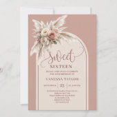 Classy Boho Dusty Rose Pampas Floral Arch Sixteen Kaart (Voorkant)