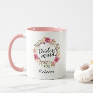 Classy Boho Floral krans bruidsmeisje gunst Mok