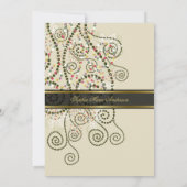 Classy Boho Green Spirals Bar / Bat Mitvah Invite Kaart (Achterkant)