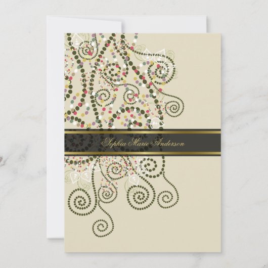 Classy Boho Green Spirals Bar / Bat Mitvah Invite Kaart (Achterkant)