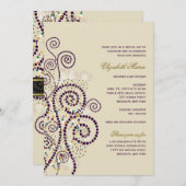 Classy Boho Paarse Spirals Bat/Bar Mitvah Invite Kaart (Voorkant / Achterkant)