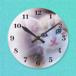 Classy Bold Black Numbers Family Photo Grote Klok