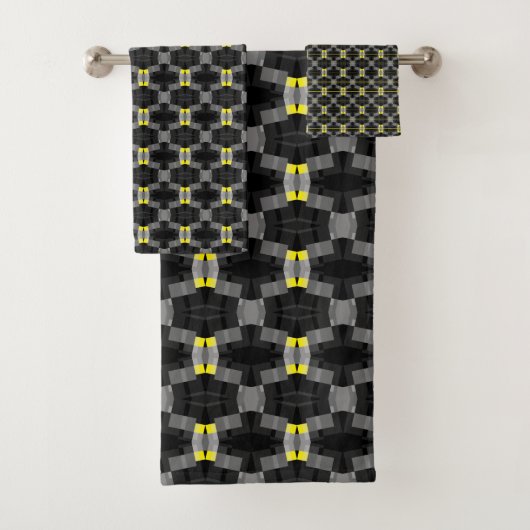 Classy Bold Grey Yellow Black Abstract Modern Bad Handdoek (Insitu)