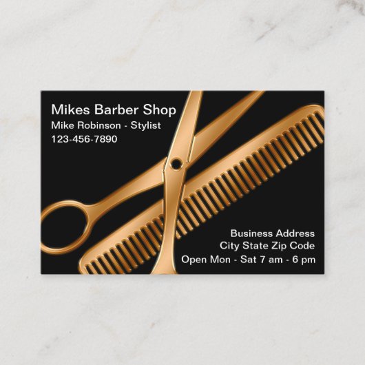 Classy Bold Modern Barber Shop Visitekaartjes (Voorkant)