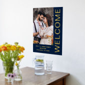 Classy Bold Text Welkom Weduwen Navy Blue Folie Afdrukken (Laag (Keuken))