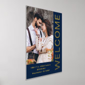 Classy Bold Text Welkom Weduwen Navy Blue Folie Afdrukken (Laagn)