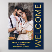 Classy Bold Text Welkom Weduwen Navy Blue Folie Afdrukken (Voorkant)