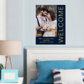 Classy Bold Text Welkom Weduwen Navy Blue Folie Afdrukken (Insitu (Slaapkamer))