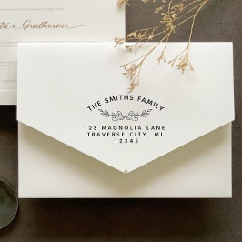 Classy Botanical Branch Family Name Return-adres Zelfinktende Stempel