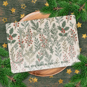Classy Botanical Holly Berry Floral Pattern Feestdagenkaart