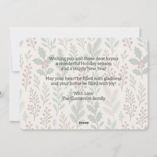 Classy Botanical Holly Berry Floral Pattern Feestdagenkaart (Achterkant)