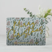 Classy Botanical Holly Berry Floral Pattern Gold Folie Feestdagenkaart (Staand Voorkant)