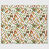 Classy Botanical Holly Floral Art Pattern Cadeaupapier (Vlak)