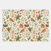 Classy Botanical Holly Floral Art Pattern Inpakpapier Vel (Voorkant)