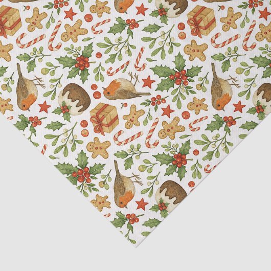Classy Botanical Holly Floral Art Pattern Tissuepapier (Detail)