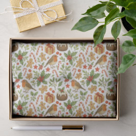 Classy Botanical Holly Floral Art Pattern Tissuepapier