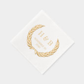 Classy Botanical Laurel Krans en paar Initialen Folie Servetten (Rechts)