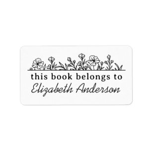 Classy Botanische Bloemen Script Bibliotheek Bookp Etiket