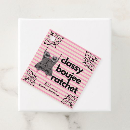 Classy Boujee Ratchet | Roze en zwarte liner Bedankjes Labels (In situ)