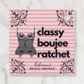 Classy Boujee Ratchet | Roze en zwarte liner Bedankjes Labels (Achterkant)