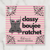 Classy Boujee Ratchet | Roze en zwarte liner Bedankjes Labels (Voorkant)