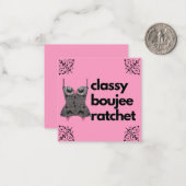 Classy Boujee Ratchet | Roze en zwarte liner Notitiekaartje (Voorkant / Achterkant in situ)