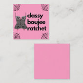 Classy Boujee Ratchet | Roze en zwarte liner Notitiekaartje (Voorkant / Achterkant)