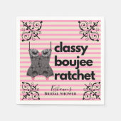 Classy Boujee Ratchet | Roze en Zwarte Ondergoed Servet (Voorkant)