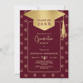 Classy Bourgondië Gold Afstuderen Pet Graduation P Kaart (Voorkant)