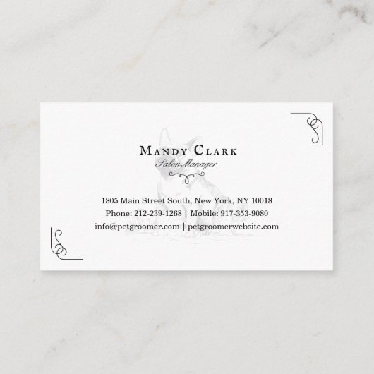 Classy Boutique Style Pet Salon Franse Bulldog Visitekaartje (Achterkant)