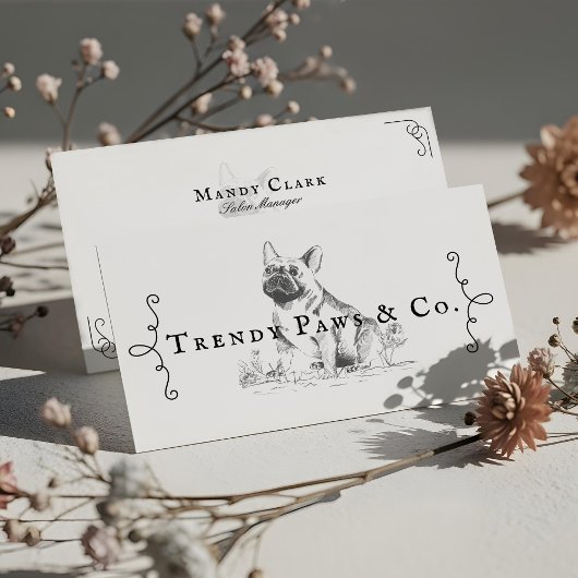 Classy Boutique Style Pet Salon Franse Bulldog Visitekaartje