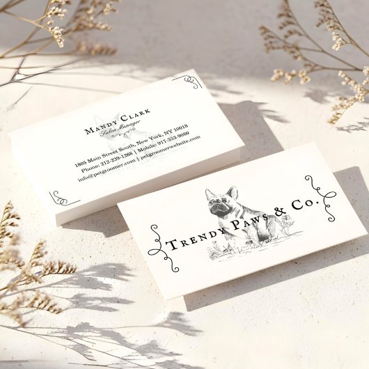 Classy Boutique Style Pet Salon Franse Bulldog Visitekaartje