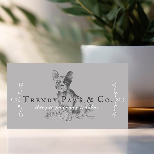 Classy Boutique Style Pet Salon Franse Bulldog Visitekaartje