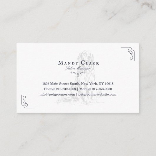 Classy Boutique Style Pet Salon Golden Retriever Visitekaartje (Achterkant)