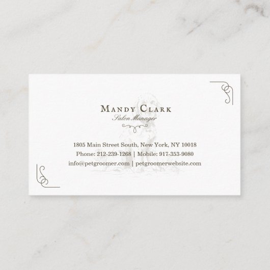 Classy Boutique Style Pet Salon Goldendole Dog Visitekaartje (Achterkant)