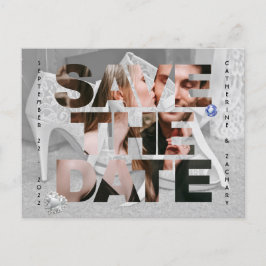 Classy Bridal Shoe Diamond Heart Sapphire Wedding Briefkaart