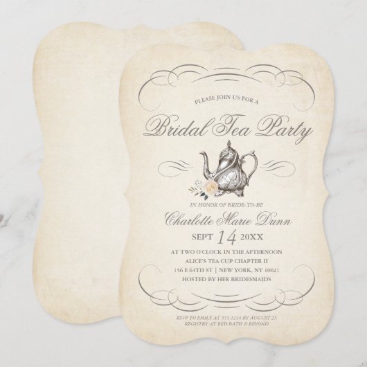 Classy Bridal Tea Party | VRIJGEZELLENFEEST Kaart (Voorkant / Achterkant)