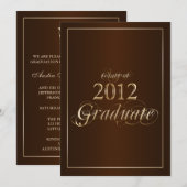 Classy Brown and Gold 2012 Afstuderen uitnodiging (Voorkant / Achterkant)