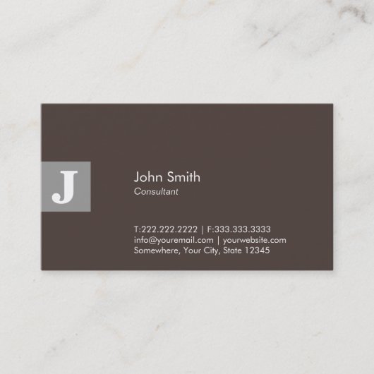 Classy Brown Monogram Consultant Visitekaartje (Voorkant)