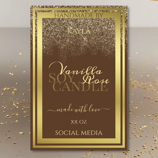 Classy Brown Product Packaging Labels Gold Lijst Voedselcontainer Etiket