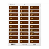 Classy Brown Texture & Gold Initiaal Retouradres Etiket (Full Sheet)