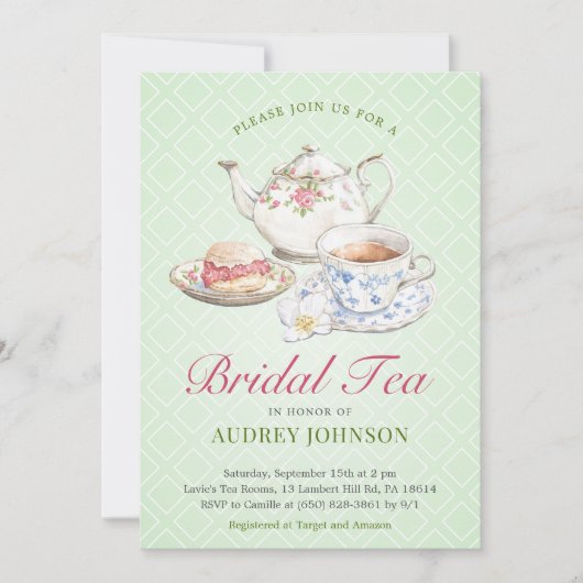 Classy Bruids High Tea Floral Theepot Bloom Pastel Kaart (Voorkant)